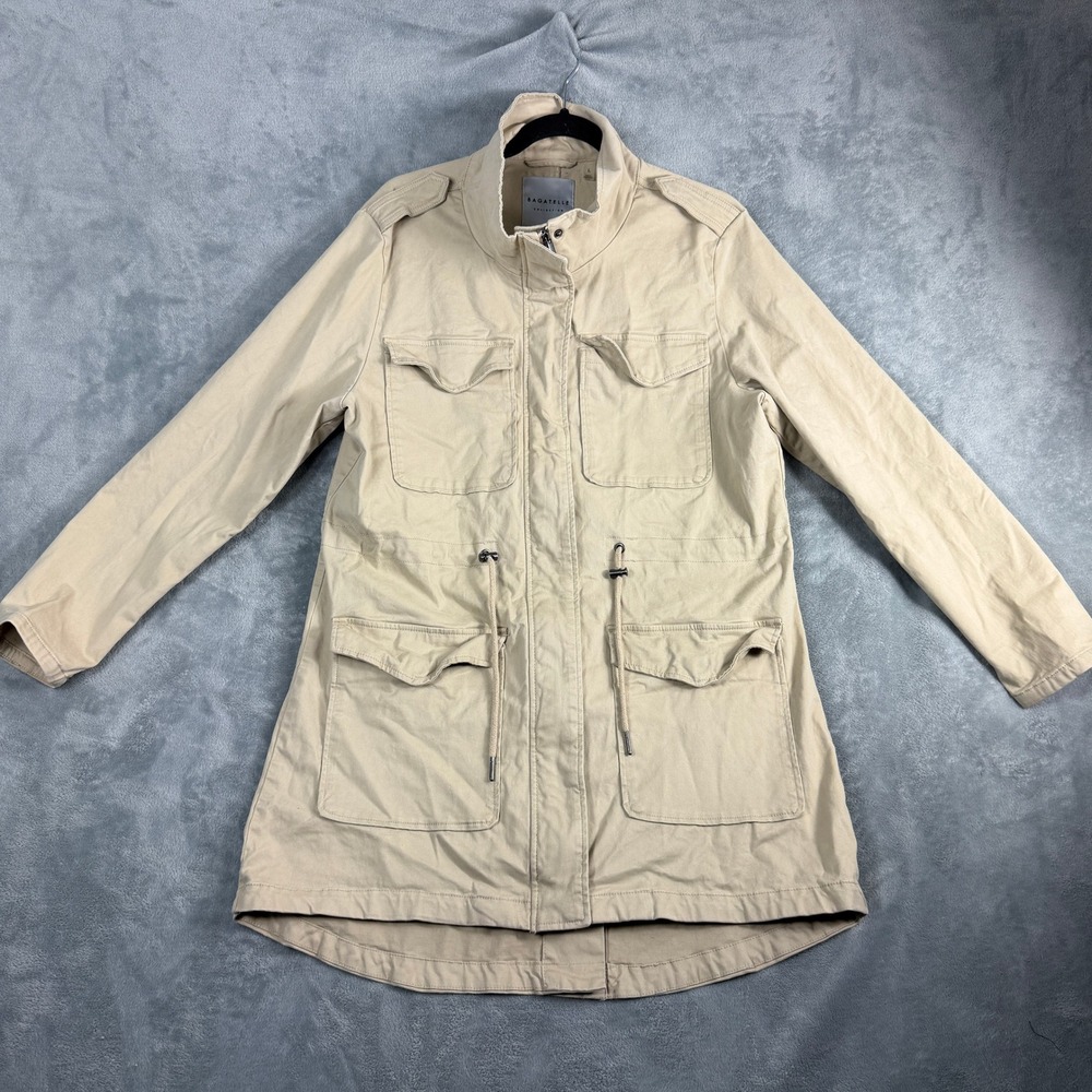 Bagatelle Women L Tan Field Jacket Utility Military Drawstring Cotton Gorpcore